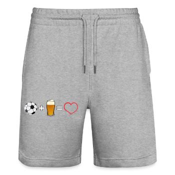 Football plus bière, c’est amour - Short de jogging bio TRAINER Stanley/Stella unisexe - gris chiné - Devant - Nik (191cm) & Marisol (170cm)