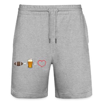 American Football Beer Heart - Stanley/Stella Trainer Unisex Organic Jogging Shorts - heather grey - Front - Nik (191cm) & Marisol (170cm)