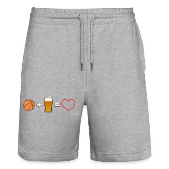 Basketball Bier Liebe Herz - Stanley/Stella Unisex Bio Joggingshorts Trainer  - Grau meliert - Vorne - Nik (191cm) & Marisol (170cm)