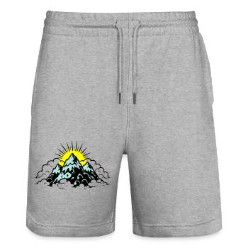 Berge Alpen Natur - Stanley/Stella Unisex Bio Joggingshorts Trainer  - Grau meliert - Vorne - Nik (191cm) & Marisol (170cm)