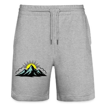 Montagnes Nuages Sommets - Short de jogging bio TRAINER Stanley/Stella unisexe - gris chiné - Devant - Nik (191cm) & Marisol (170cm)