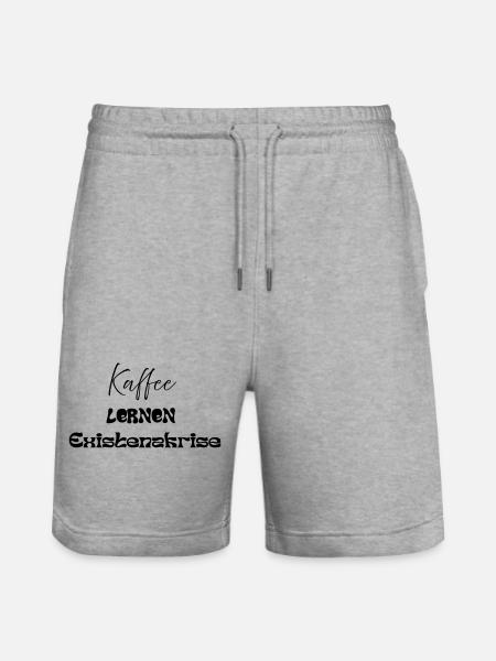 Coffee -> Learning -> Existential Crisis - Stanley/Stella Trainer Unisex Organic Jogging Shorts - heather grey