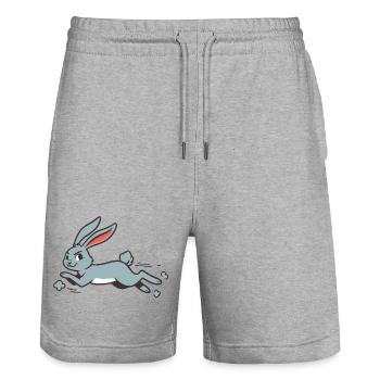 Running Bunny Rabbit Long-Eared Comic Funny - Stanley/Stella Trainer Unisex Organic Jogging Shorts - heather grey - Front - Nik (191cm) & Marisol (170cm)