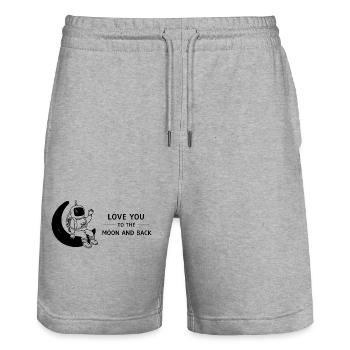 Je t’aime jusqu’à la lune et je reviens gribouiller - Short de jogging bio TRAINER Stanley/Stella unisexe - gris chiné - Devant - Nik (191cm) & Marisol (170cm)