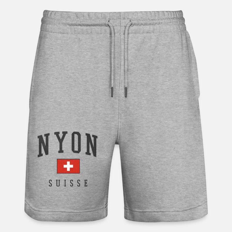 Graphique du drapeau Nyon Suisse - Short de jogging bio TRAINER Stanley/Stella unisexe - gris chiné