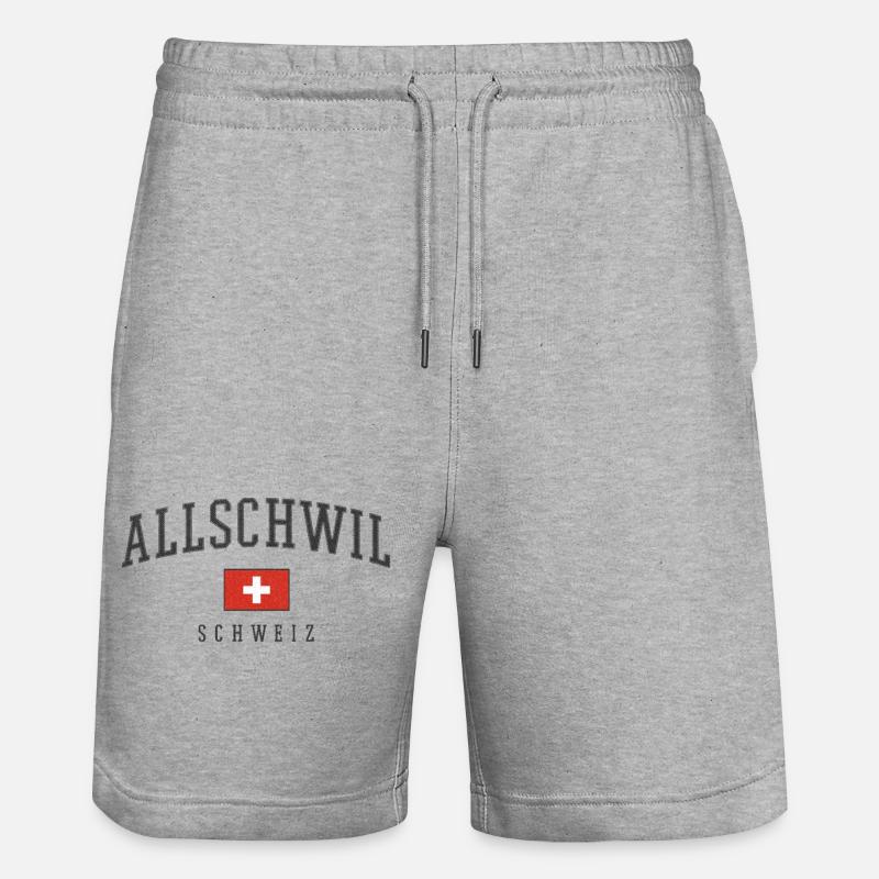 Logo Allschwil drapeau suisse - Short de jogging bio TRAINER Stanley/Stella unisexe - gris chiné
