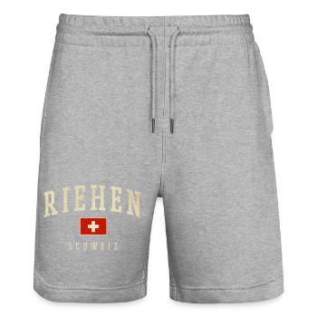 Riehen – Swiss identity from the canton of Basel - Stanley/Stella Trainer Unisex Organic Jogging Shorts - heather grey - Front - Nik (191cm) & Marisol (170cm)
