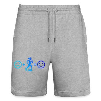 Motif emblématique de la course - Short de jogging bio TRAINER Stanley/Stella unisexe - gris chiné - Devant - Nik (191cm) & Marisol (170cm)