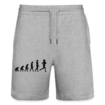 JOGGING RACE WOMAN, POWER RUN! MARATHON GIRL POWER - Stanley/Stella Trainer Unisex Organic Jogging Shorts - heather grey - Front - Nik (191cm) & Marisol (170cm)