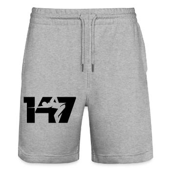 147 Snooker Icon (Noir) - Short de jogging bio TRAINER Stanley/Stella unisexe - gris chiné - Devant - Nik (191cm) & Marisol (170cm)