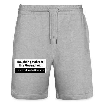 Too much work endangers health burnout - Stanley/Stella Trainer Unisex Organic Jogging Shorts - heather grey - Front - Nik (191cm) & Marisol (170cm)