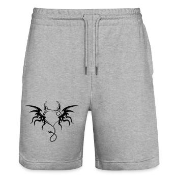 Devil's Heart - Stanley/Stella Trainer Unisex Organic Jogging Shorts - heather grey - Front - Nik (191cm) & Marisol (170cm)