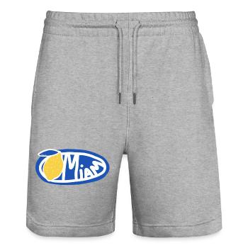 Lemon Yum Blue Retro Oval Logo - Stanley/Stella Trainer Unisex Organic Jogging Shorts - heather grey - Front - Nik (191cm) & Marisol (170cm)