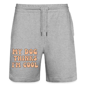 My Dog Thinks I’m Cool – Hunde Spruch - Stanley/Stella Unisex Bio Joggingshorts Trainer  - Grau meliert - Vorne - Nik (191cm) & Marisol (170cm)