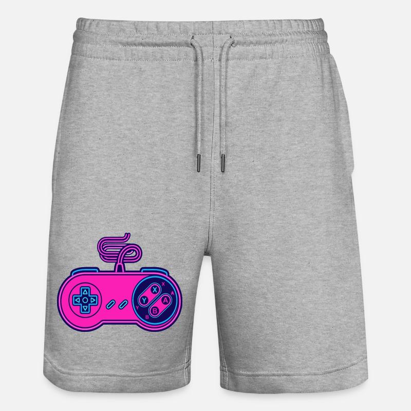Manette néon rose rétro - Short de jogging bio TRAINER Stanley/Stella unisexe - gris chiné