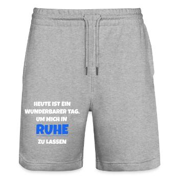 Heute ist ein wunderbarer Tag Ruhe - Stanley/Stella Unisex Bio Joggingshorts Trainer  - Grau meliert - Vorne - Nik (191cm) & Marisol (170cm)