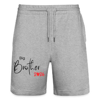 Big Brother 2026 – Fier Big Brother - Short de jogging bio TRAINER Stanley/Stella unisexe - gris chiné - Devant - Nik (191cm) & Marisol (170cm)
