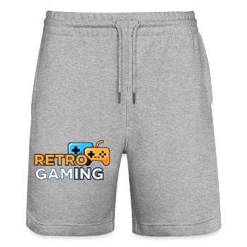 Jeux rétro - Short de jogging bio TRAINER Stanley/Stella unisexe - gris chiné - Devant - Nik (191cm) & Marisol (170cm)