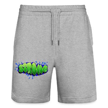 STRONG – Graffiti Schriftzug für Stärke & Mindset - Short de jogging bio TRAINER Stanley/Stella unisexe - gris chiné - Devant - Nik (191cm) & Marisol (170cm)