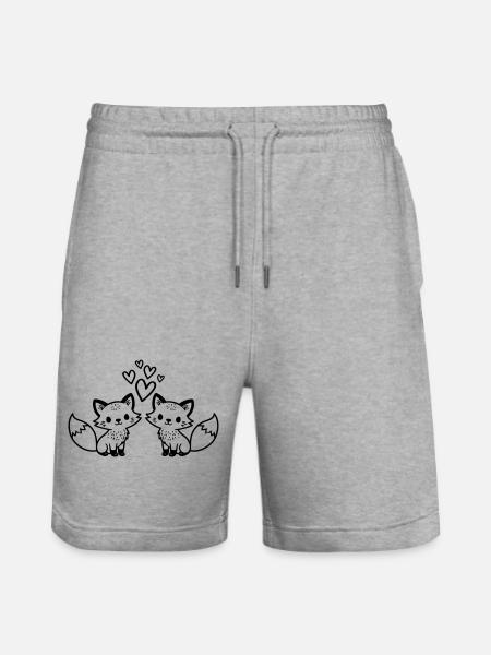 Fuchs Paar Herzen Liebe - Stanley/Stella Unisex Bio Joggingshorts Trainer  - Grau meliert