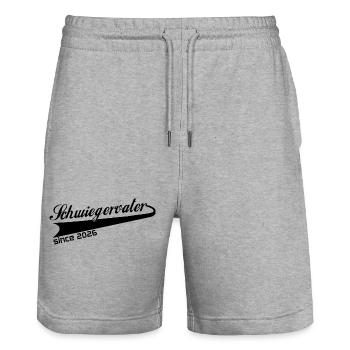 Schwiegervater 2026, bester Schwiegervati ever - Stanley/Stella Unisex Bio Joggingshorts Trainer  - Grau meliert - Vorne - Nik (191cm) & Marisol (170cm)