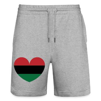 Afrikanisches Herz - Stanley/Stella Unisex Bio Joggingshorts Trainer  - Grau meliert - Vorne - Nik (191cm) & Marisol (170cm)