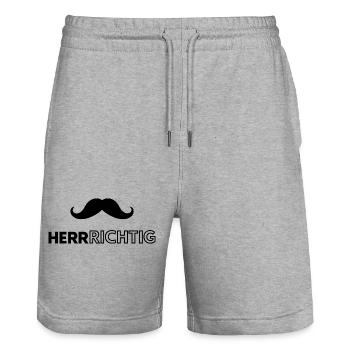 Ich bin der Mann  - Stanley/Stella Unisex Bio Joggingshorts Trainer  - Grau meliert - Vorne - Nik (191cm) & Marisol (170cm)