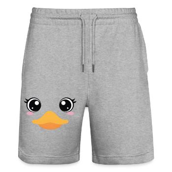 Chemise costume d’oie / canard – Déguisement drôle - Short de jogging bio TRAINER Stanley/Stella unisexe - gris chiné - Devant - Nik (191cm) & Marisol (170cm)