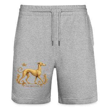 Libérez le Galgo - Broderie n°01 - Short de jogging bio TRAINER Stanley/Stella unisexe - gris chiné - Devant - Nik (191cm) & Marisol (170cm)