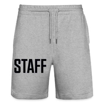 Staff Emblem - Stanley/Stella Trainer Unisex Organic Jogging Shorts - heather grey - Front - Nik (191cm) & Marisol (170cm)