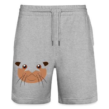 Cute Otter Face Animal Lazy DIY Costume - Stanley/Stella Trainer Unisex Organic Jogging Shorts - heather grey - Front - Nik (191cm) & Marisol (170cm)