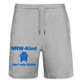 ENFANT NRW : DUR COMME DU CHARBON ! LA CHANCE SUR STEIGER ARRIVE - Short de jogging bio TRAINER Stanley/Stella unisexe - gris chiné - Devant - Nik (191cm) & Marisol (170cm)