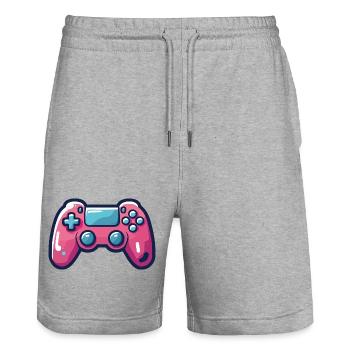 Gamer, Videospiel-Leidenschaft, Gamepad - Stanley/Stella Unisex Bio Joggingshorts Trainer  - Grau meliert - Vorne - Nik (191cm) & Marisol (170cm)