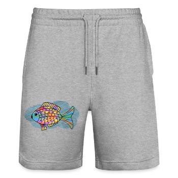 poisson - Short de jogging bio TRAINER Stanley/Stella unisexe - gris chiné - Devant - Nik (191cm) & Marisol (170cm)