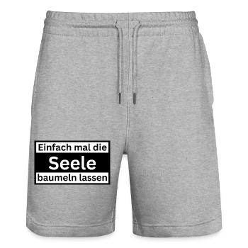Einfach_mal_die_Selle_baumeln - Stanley/Stella Unisex Bio Joggingshorts Trainer  - Grau meliert - Vorne - Nik (191cm) & Marisol (170cm)