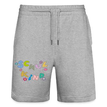 Bunte Schulkind Buchstaben - Stanley/Stella Unisex Bio Joggingshorts Trainer  - Grau meliert - Vorne - Nik (191cm) & Marisol (170cm)