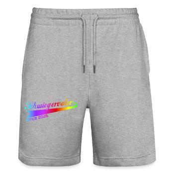 Schwiegervater 2026, bester Schwiegervati ever - Stanley/Stella Unisex Bio Joggingshorts Trainer  - Grau meliert - Vorne - Nik (191cm) & Marisol (170cm)