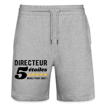 Cadeau Directeur 5 Étoiles - Merci pour tout ! - Short de jogging bio TRAINER Stanley/Stella unisexe - gris chiné - Devant - Nik (191cm) & Marisol (170cm)
