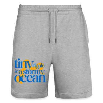 Tiny ripple in a stormy ocean (orange background) - Stanley/Stella Unisex Bio Joggingshorts Trainer  - Grau meliert - Vorne - Nik (191cm) & Marisol (170cm)