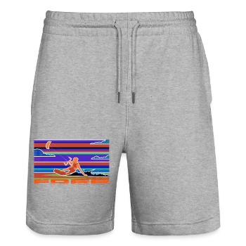 Le kitesurf - Short de jogging bio TRAINER Stanley/Stella unisexe - gris chiné - Devant - Nik (191cm) & Marisol (170cm)