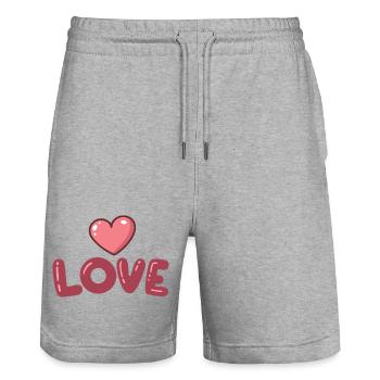 Liebesblasenherz - Stanley/Stella Unisex Bio Joggingshorts Trainer  - Grau meliert - Vorne - Nik (191cm) & Marisol (170cm)