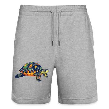 Bunte Mandala Schildkröte tolle Landschildkröte - Stanley/Stella Unisex Bio Joggingshorts Trainer  - Grau meliert - Vorne - Nik (191cm) & Marisol (170cm)