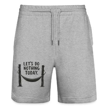 Let's do nothing today Hammock Relaxation - Stanley/Stella Trainer Unisex Organic Jogging Shorts - heather grey - Front - Nik (191cm) & Marisol (170cm)