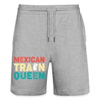 Domino Mexican Train - Stanley/Stella Unisex Bio Joggingshorts Trainer  - Grau meliert - Vorne - Nik (191cm) & Marisol (170cm)