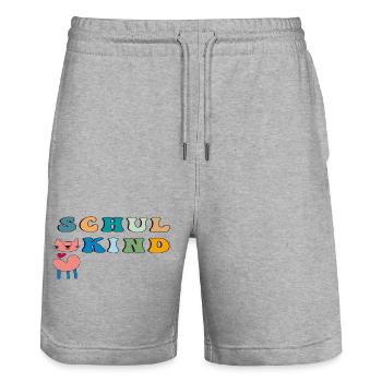 Schulkind Katze Herz - Stanley/Stella Unisex Bio Joggingshorts Trainer  - Grau meliert - Vorne - Nik (191cm) & Marisol (170cm)