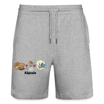 Käpsele Schwabe Erfinder Spätzle Ideen Humor Witz - Stanley/Stella Unisex Bio Joggingshorts Trainer  - Grau meliert - Vorne - Nik (191cm) & Marisol (170cm)