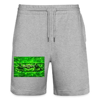 Neon Cyber Militär Logo - Stanley/Stella Unisex Bio Joggingshorts Trainer  - Grau meliert - Vorne - Nik (191cm) & Marisol (170cm)