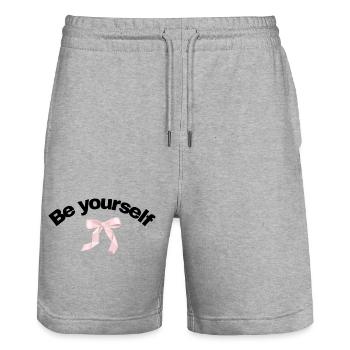 Be yourself with a Bow - Stanley/Stella Trainer Unisex Organic Jogging Shorts - heather grey - Front - Nik (191cm) & Marisol (170cm)