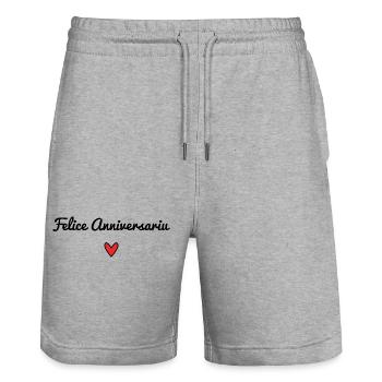 Felice Anniversariu. Korsika. JUBILÄUM. HAPPY BI - Stanley/Stella Unisex Bio Joggingshorts Trainer  - Grau meliert - Vorne - Nik (191cm) & Marisol (170cm)