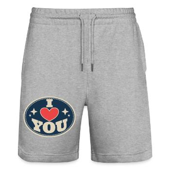 I Love You – Country Love Heart Valentin's Tag - Stanley/Stella Unisex Bio Joggingshorts Trainer  - Grau meliert - Vorne - Nik (191cm) & Marisol (170cm)